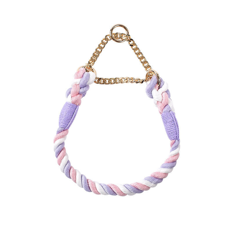 Woven Cotton Rope Close-fitting Short Anti-Pull Leash Collar Set