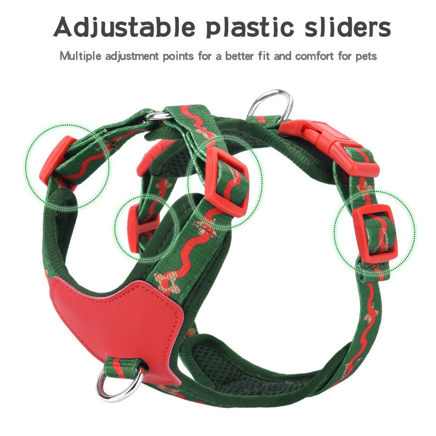 Breathable Fabric Leather Shock Absorption Adjustable Pet Dog Harness