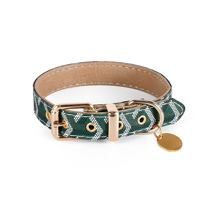 Printed Leather High-strength Pet Dog Collar Fashion Leash Set