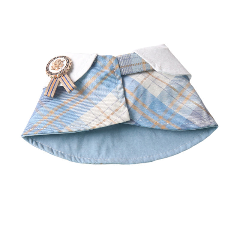 Classic Plaid Fabric Fake Collar Pet Dog Cat Saliva Bib Collar
