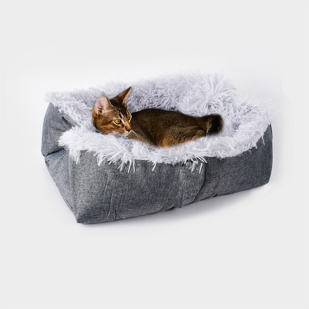 Warm Soft Long Plush Comfortable Cat Bed Double Side Pet Pad