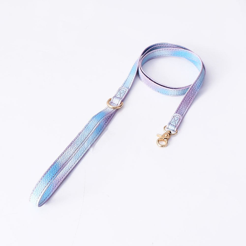 Gradient Waterproof Soft Leather No Choking Pet Harness Leash Collar