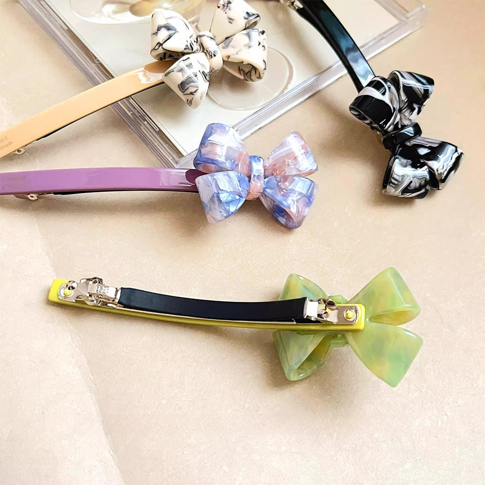 Tie-dye Pattern Acetate Bow Spring Clip Hair Clip Hair Accessories Wholesale