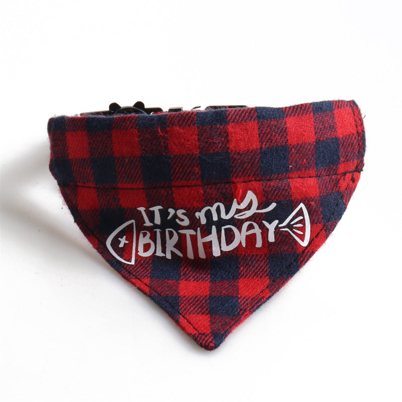 Birthday Party Cake Triangle Towel Saliva Bib Bow Pet Collar