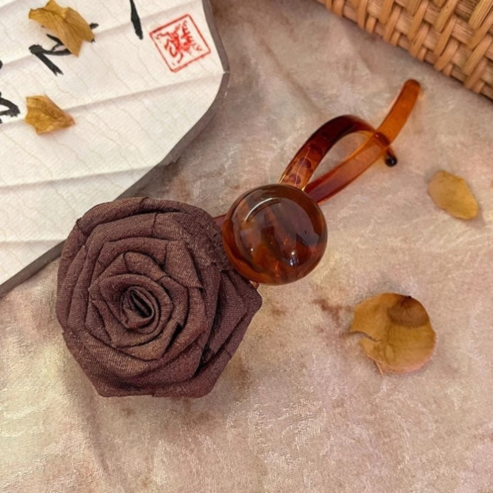 Fabric Dried Rose Bead Hair Clip Twist Clip Hair Accessories Wholesale