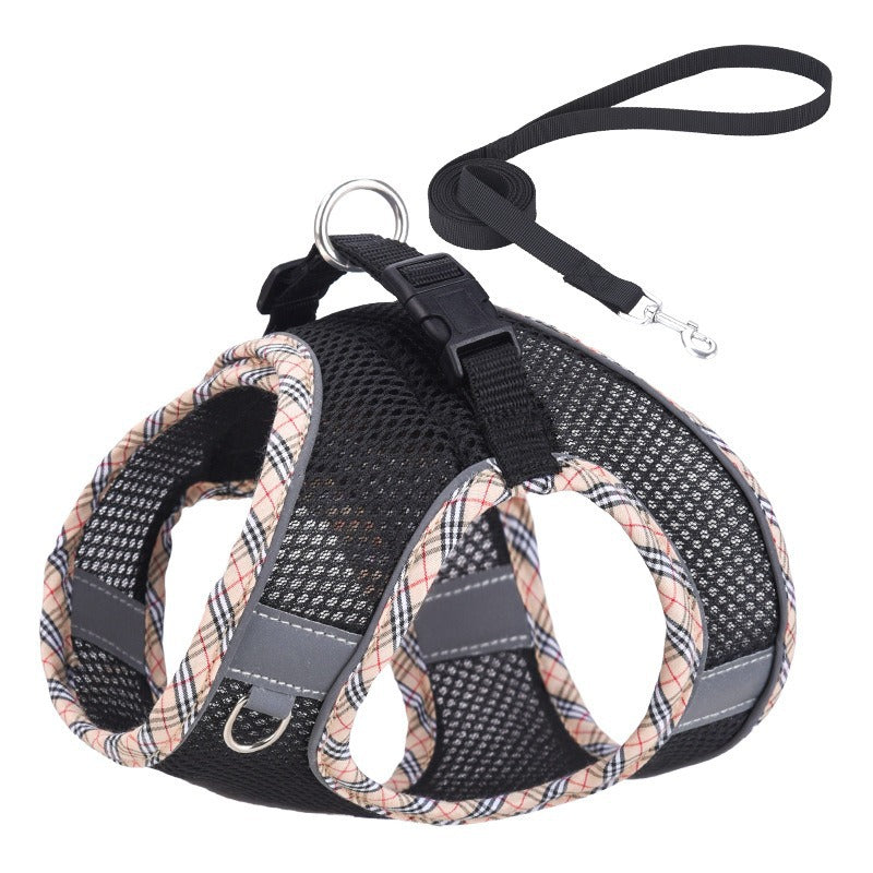 Breathable Mesh Reflective Adjustable Pet Dog Harness Leash Set