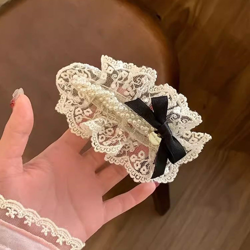 Lace Pearl Flower Hair Claw Clip Hair Scrunchies Hair Accessories Wholesale
