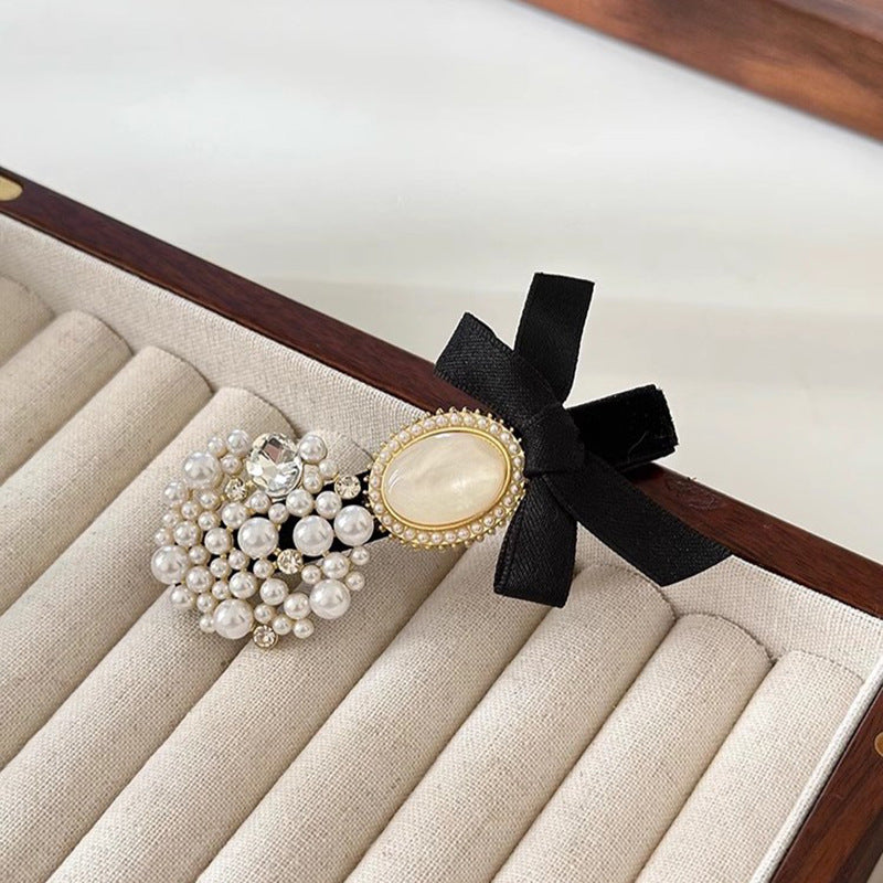 Fabric Bow Pearl Flower Hair Clip Duckbill Clip Hair Accessories Wholesale