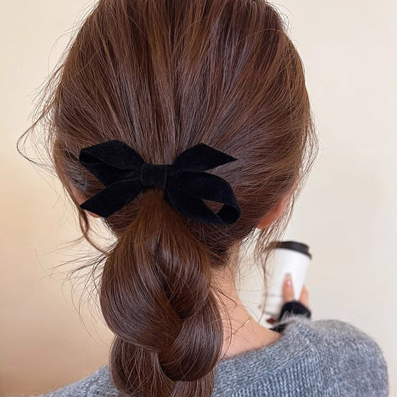 Christmas Red Velvet Bow Bangs Duckbill Hair Clip Hair Accessories Wholesale