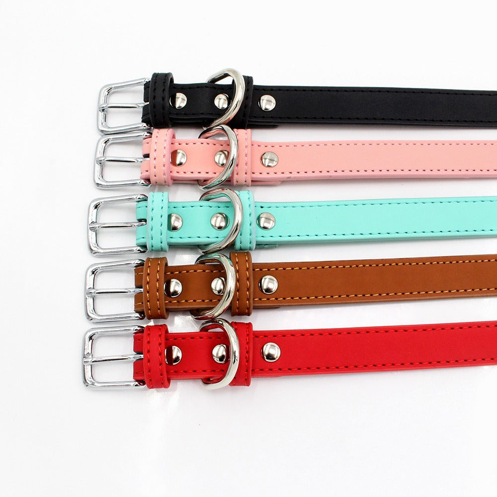 Fashion Multicolor PU Leather Adjustable Belt Pet Dog Cat Collar
