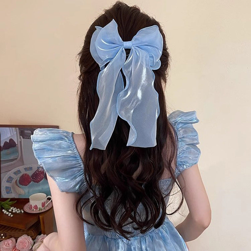 Mesh Bow Streamer Spring Clip Hair Clip Hair Accessories Wholesale