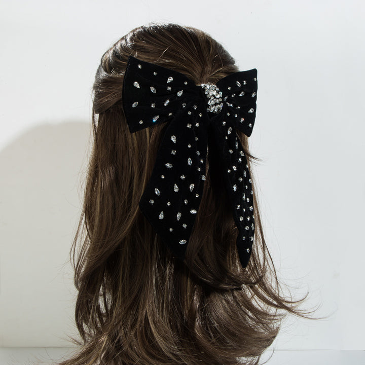 Fabric Large Bow Rhinestone Spring Hair Clip Hair Accessories Wholesale