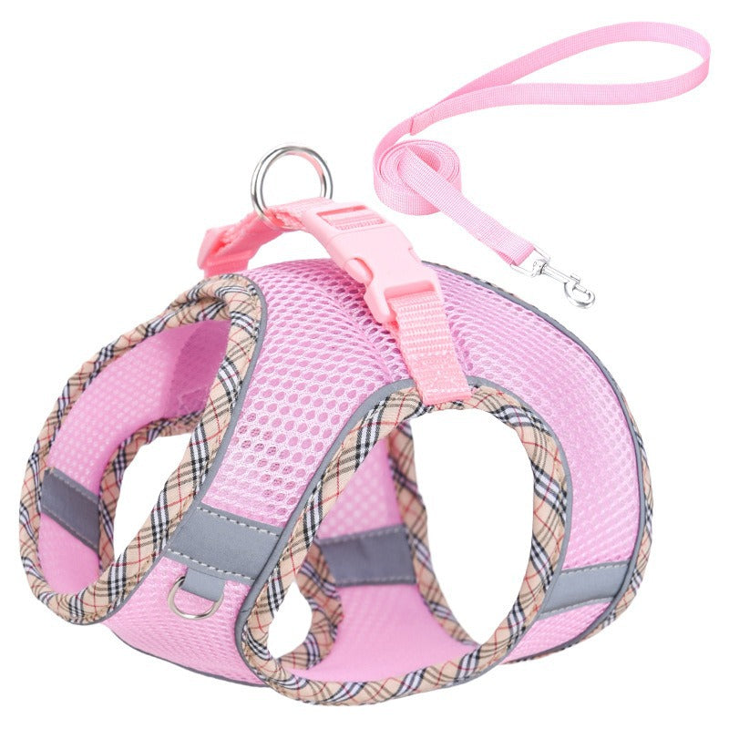 Breathable Mesh Reflective Adjustable Pet Dog Harness Leash Set