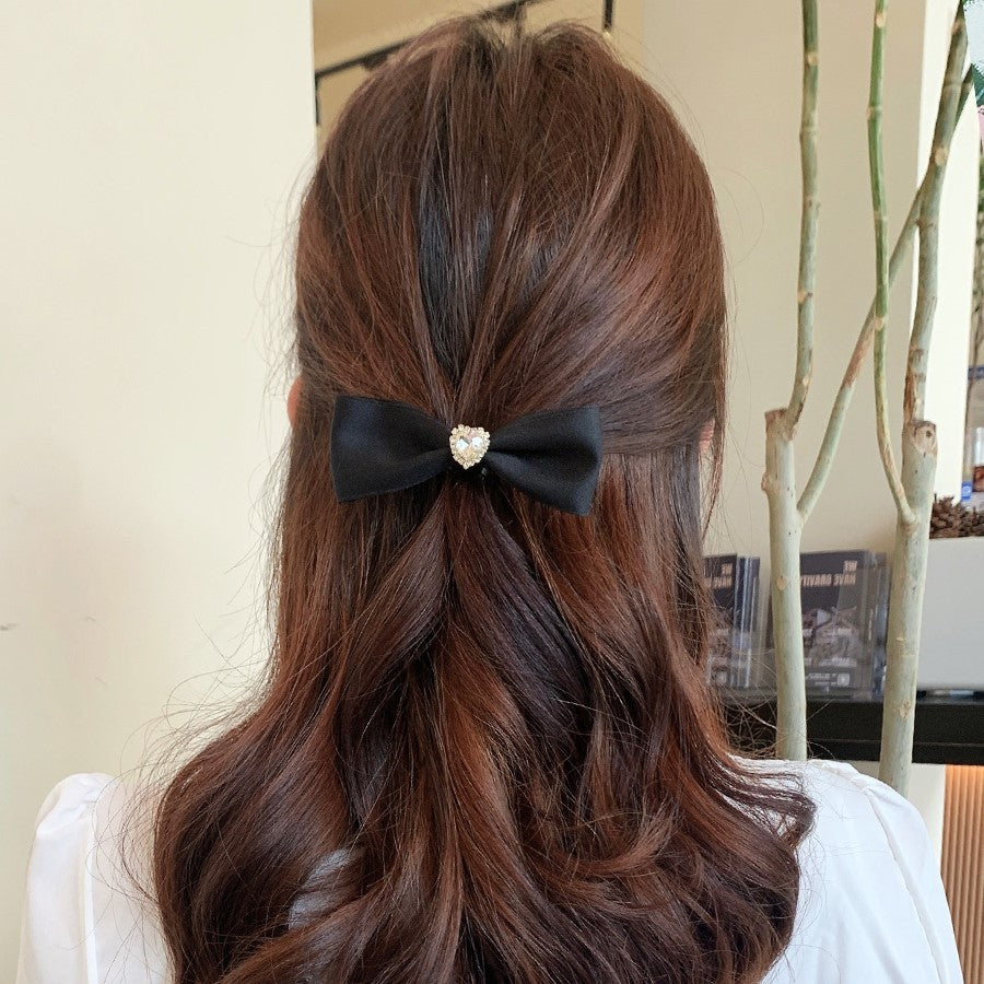 Heart Crystal Flannel Bow Duckbill Hair Clip Hair Accessories Wholesale