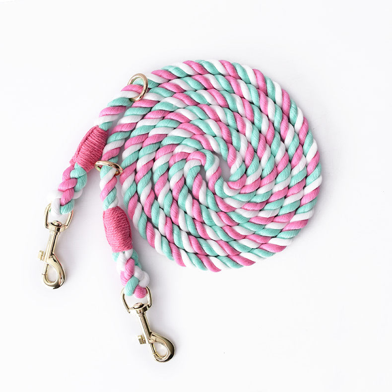 Woven Cotton Multi-functional Waist Pet Double Leash P-Type Collar