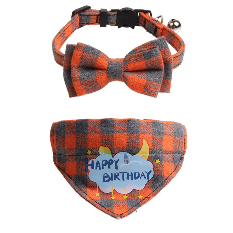 Birthday Party Cake Triangle Towel Saliva Bib Bow Pet Collar
