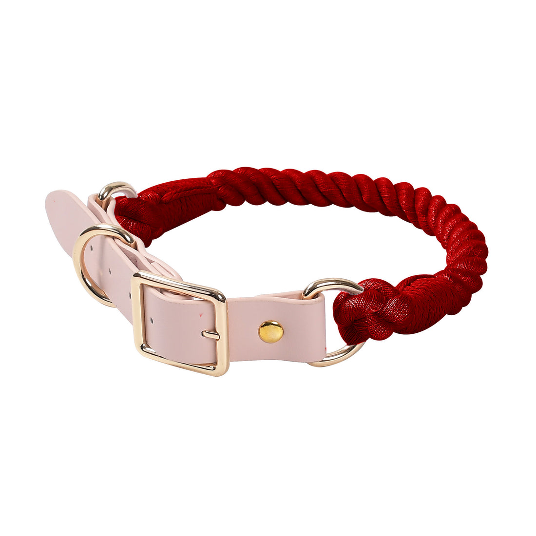 Hand Woven Colored Cotton Rope Large Dog Collar Anti-Pull Leash Set
