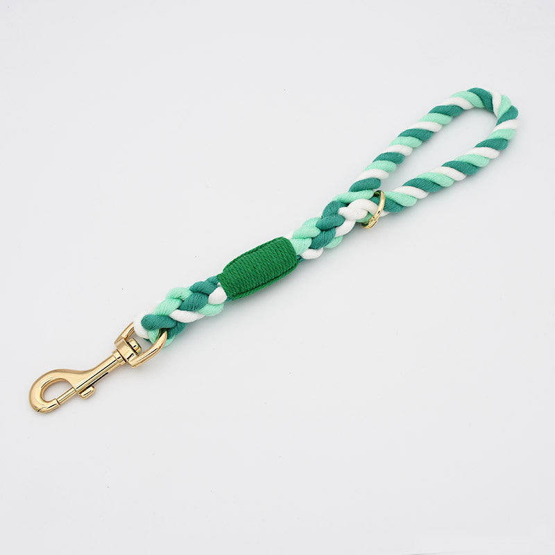 Woven Cotton Rope Close-fitting Short Anti-Pull Leash Collar Set