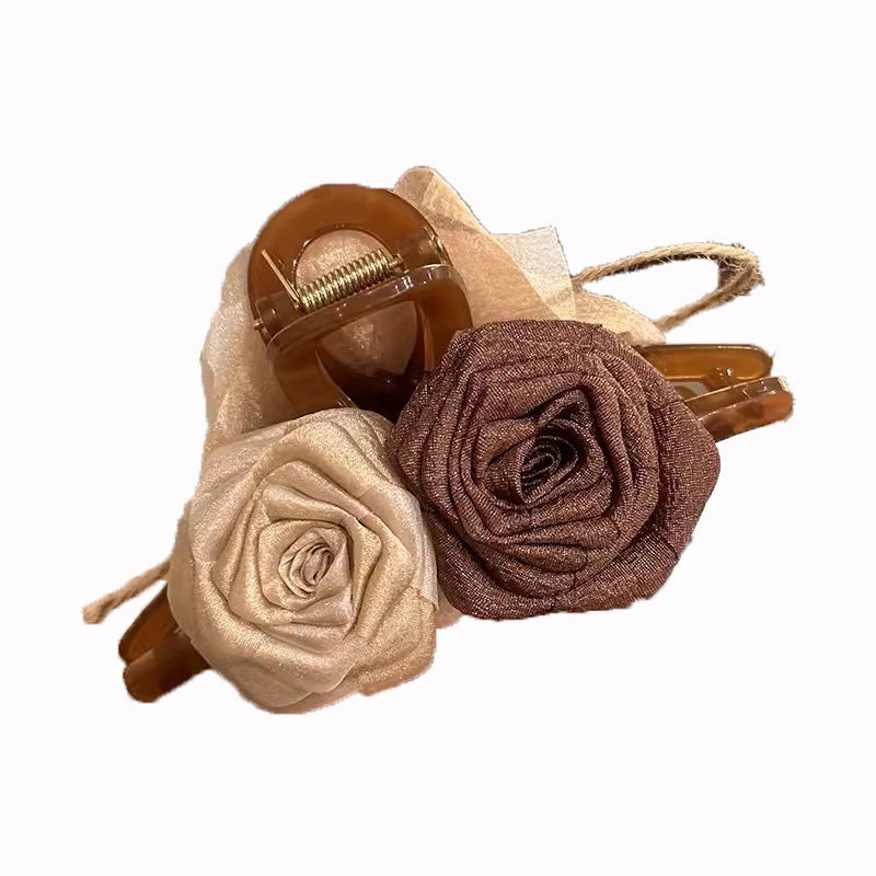 Elegant Fabric Rose Flower Grab Clip Hair Claw Hair Accessories Wholesale