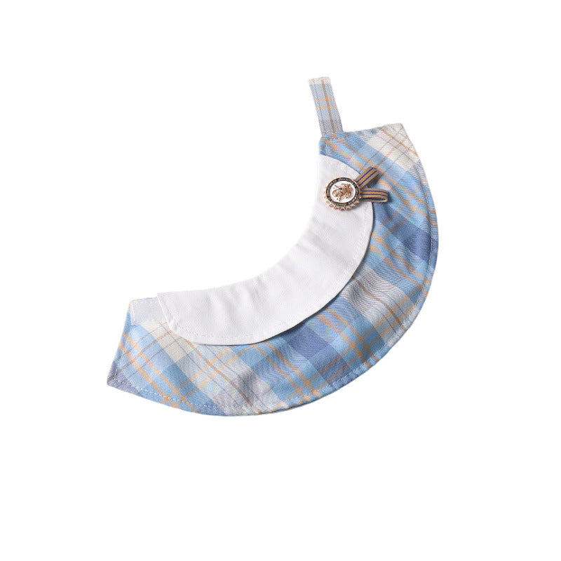 Classic Plaid Fabric Fake Collar Pet Dog Cat Saliva Bib Collar