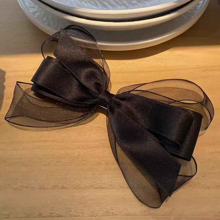 Black Mesh Multi-layer Bow Spring Clip Hair Clip Hair Accessories Wholesale