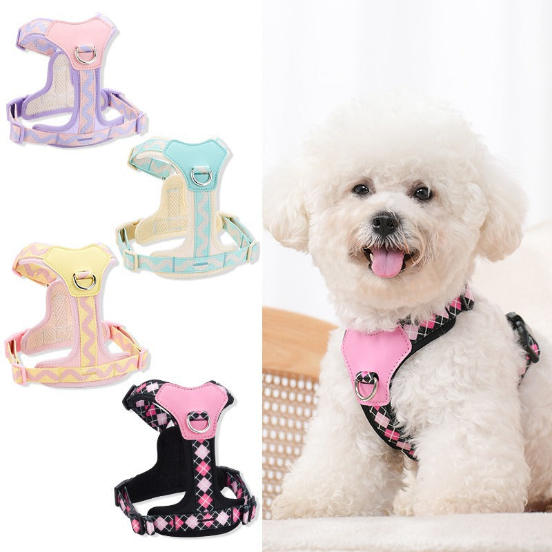 Breathable Mesh Leather Shock Absorption Vest Pet Dog Harness