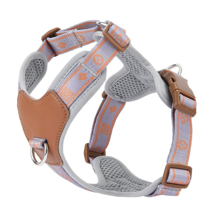 Breathable Fabric Leather Shock Absorption Vest Pet Dog Harness