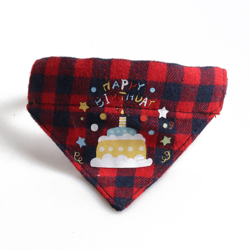 Birthday Party Cake Triangle Towel Saliva Bib Bow Pet Collar