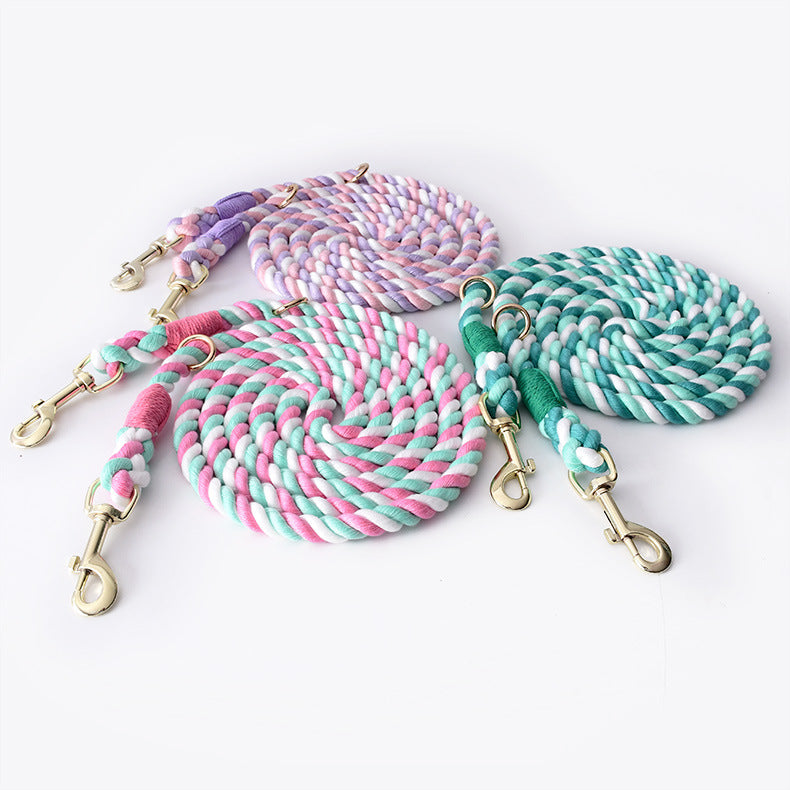 Woven Cotton Multi-functional Waist Pet Double Leash P-Type Collar