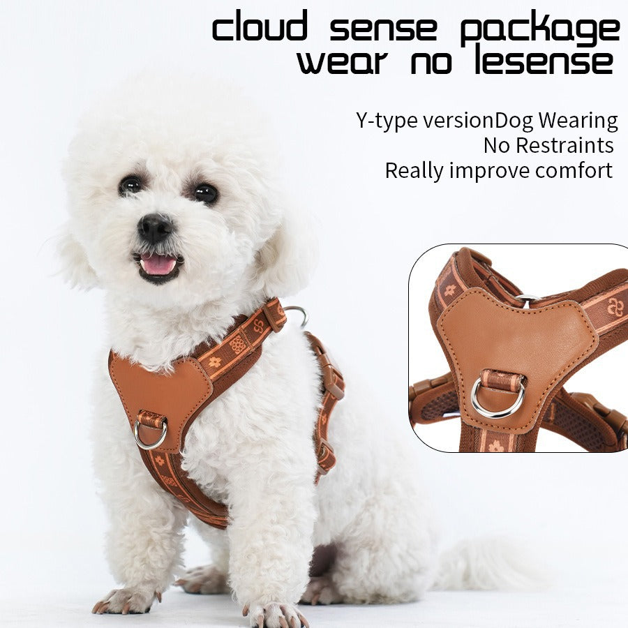 Breathable Fabric Leather Shock Absorption Vest Pet Dog Harness