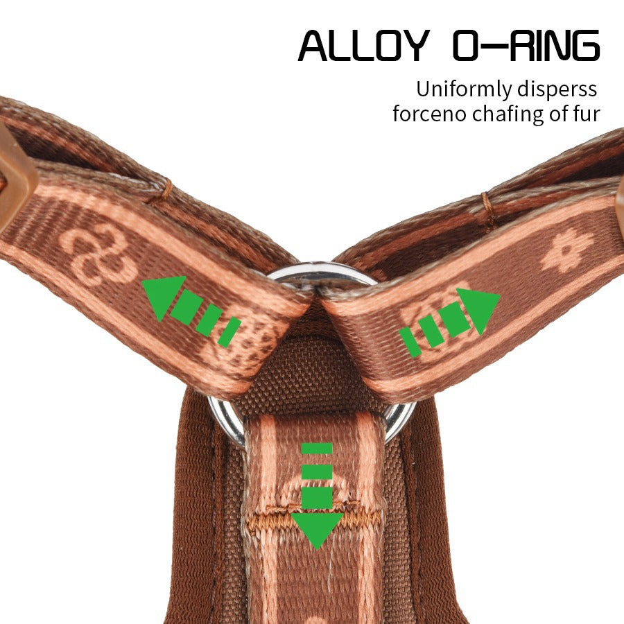 Breathable Fabric Leather Shock Absorption Vest Pet Dog Harness