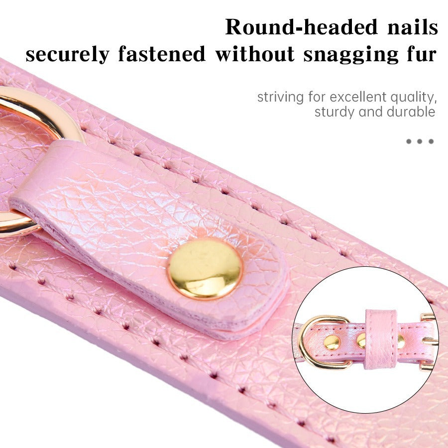 Heart Rhinestone Alloy Pendant Leather Adjustable Pet Dog Collar