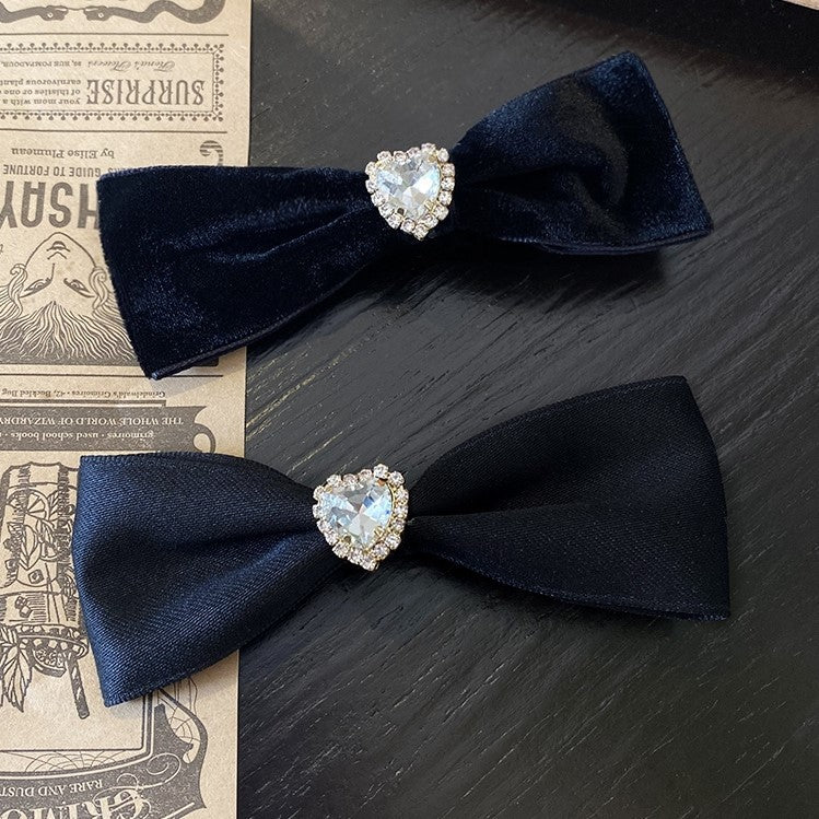 Heart Crystal Flannel Bow Duckbill Hair Clip Hair Accessories Wholesale