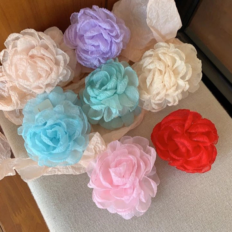 Mesh Simulation Rose Flower Grab Clip Hair Claw Hair Accessories Wholesale