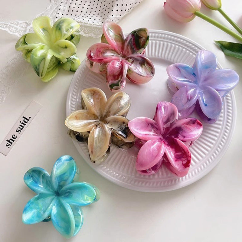 Smudge Resin Flower Updo Grab Clip Hair Claw Hair Accessories Wholesale