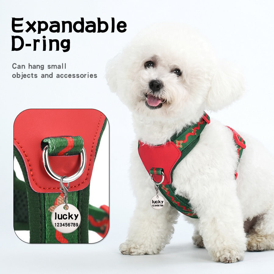 Breathable Fabric Leather Shock Absorption Adjustable Pet Dog Harness