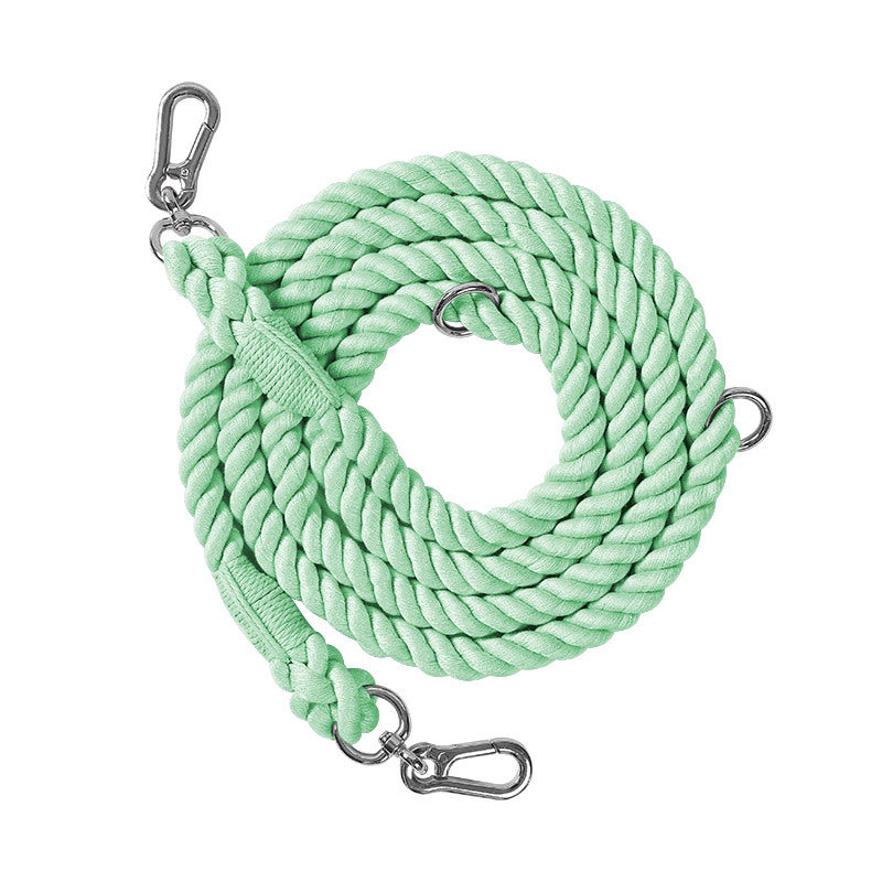 Woven Cotton Rope Multi-functional Pet Double Leash Waist Runing Leash