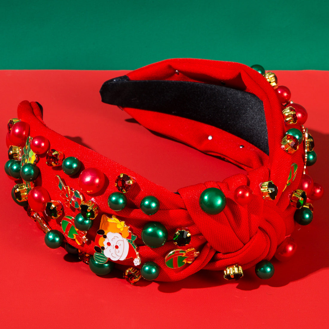 Santa Claus Red Green Beads Christmas Headband Hair Accessories Wholesale
