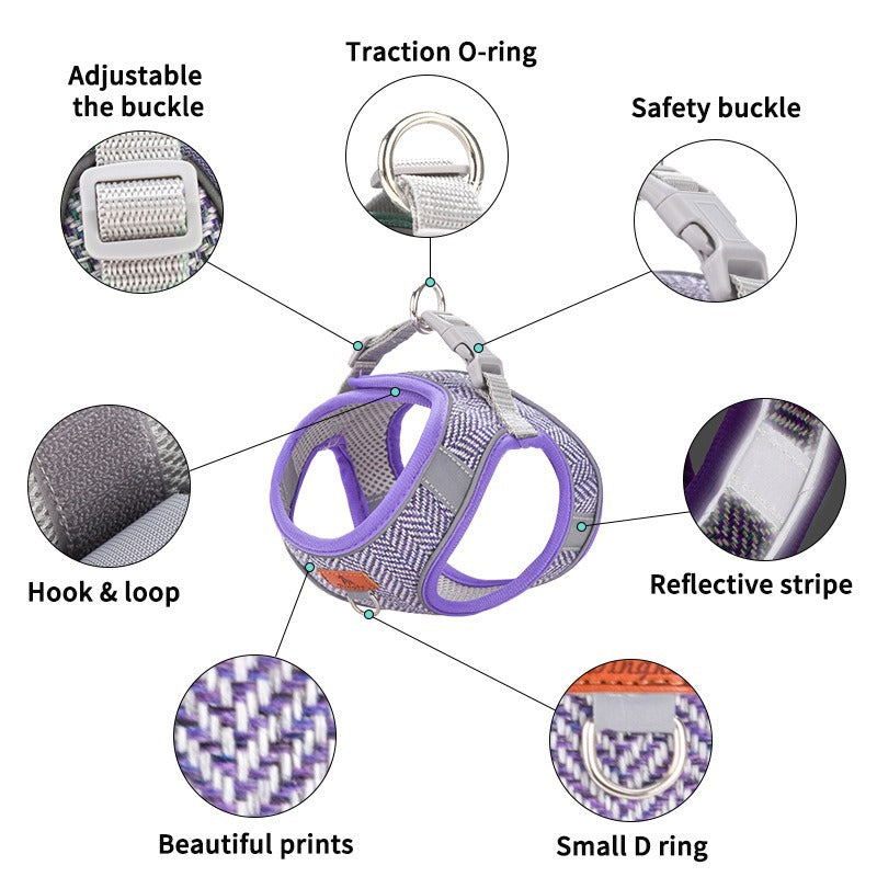 Breathable Shock Absorbing Adjustable Pet Dog Harness Leash Set