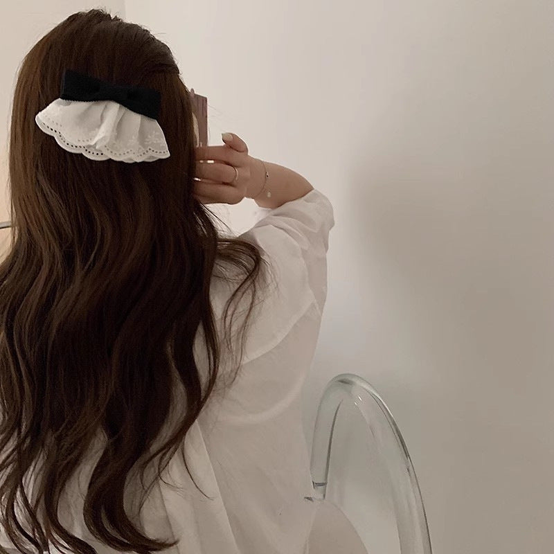 Elegant Lace Fabric Bow Bangs Clip Spring Hair Clip Hair Accessories Wholesale