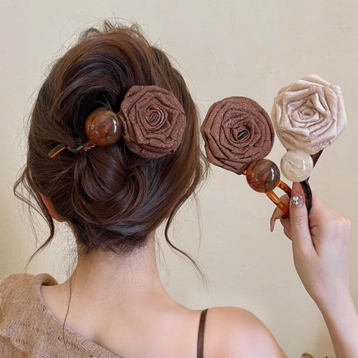 Fabric Dried Rose Bead Hair Clip Twist Clip Hair Accessories Wholesale