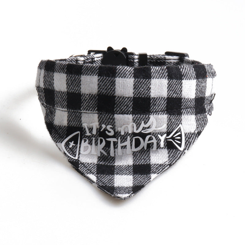 Birthday Party Cake Triangle Towel Saliva Bib Bow Pet Collar