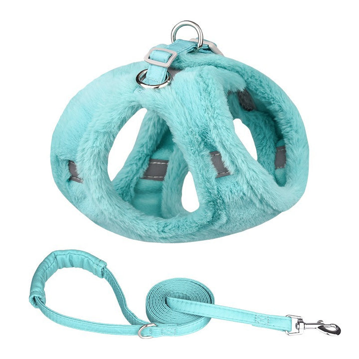 Warm Comfortable Velvet Adjustable Pet Dog Harness Leash Set