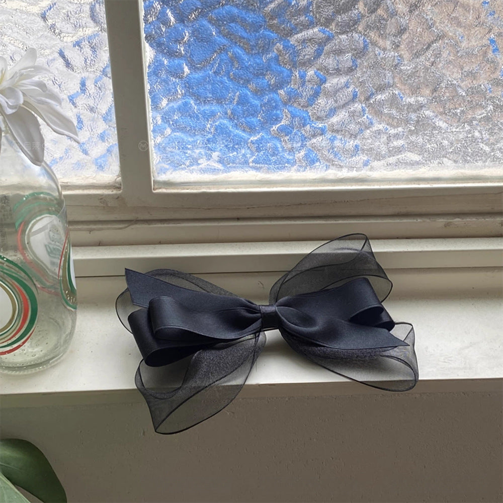 Black Mesh Multi-layer Bow Spring Clip Hair Clip Hair Accessories Wholesale
