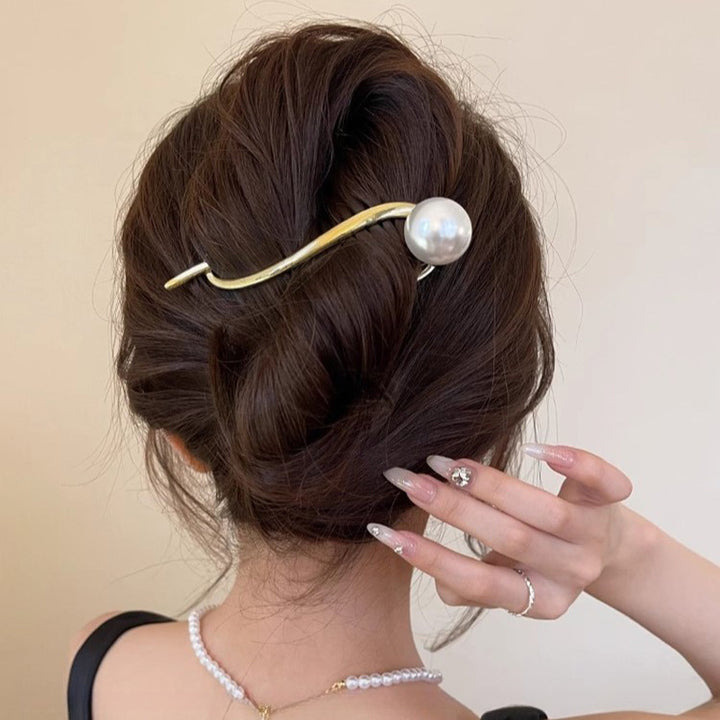 White Pearl Gold Alloy Twist Clip Hair Clip Hair Accessories Wholesale