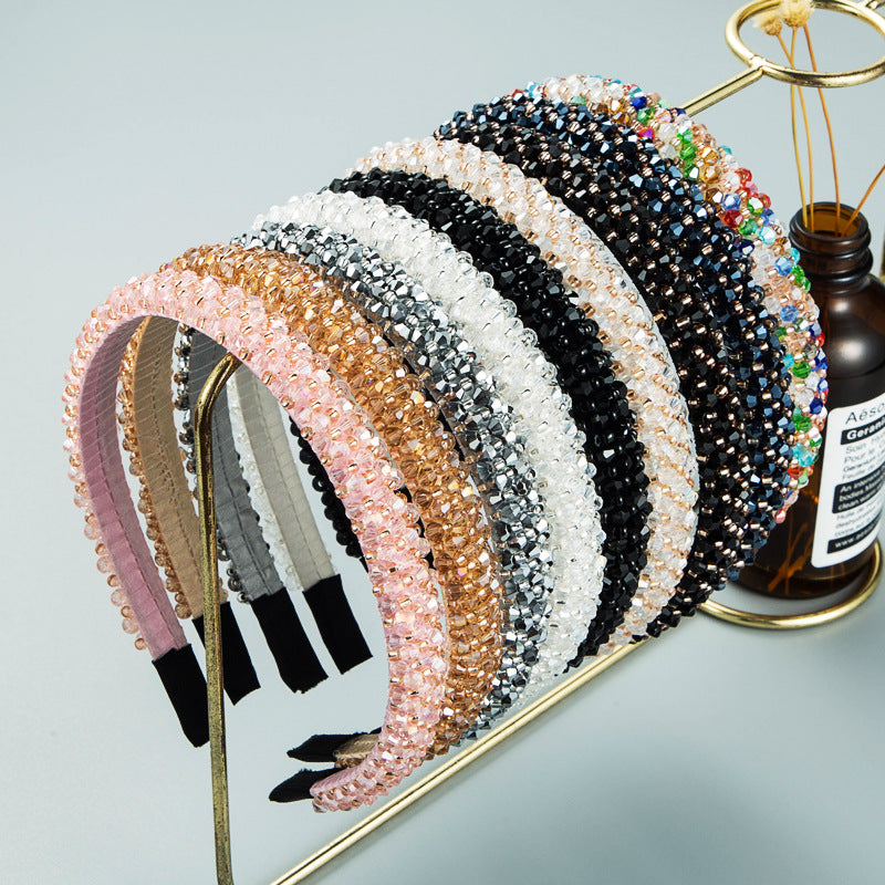 Shiny Full Crystal Handmade Beaded Thin Headband Hair Accessories Wholesale