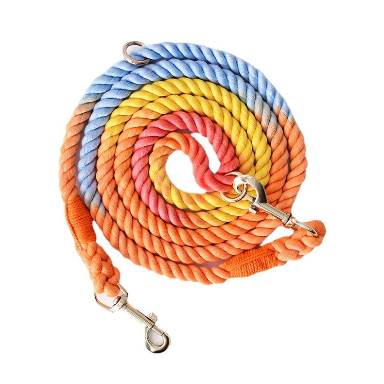 Woven Cotton Multi-functional Waist Pet Double Leash P-Type Collar