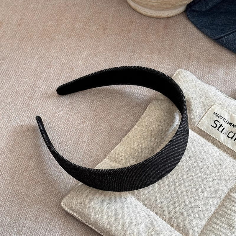 Simple Blue Denim Pressure Hair Wide Headband Hair Accessories Wholesale