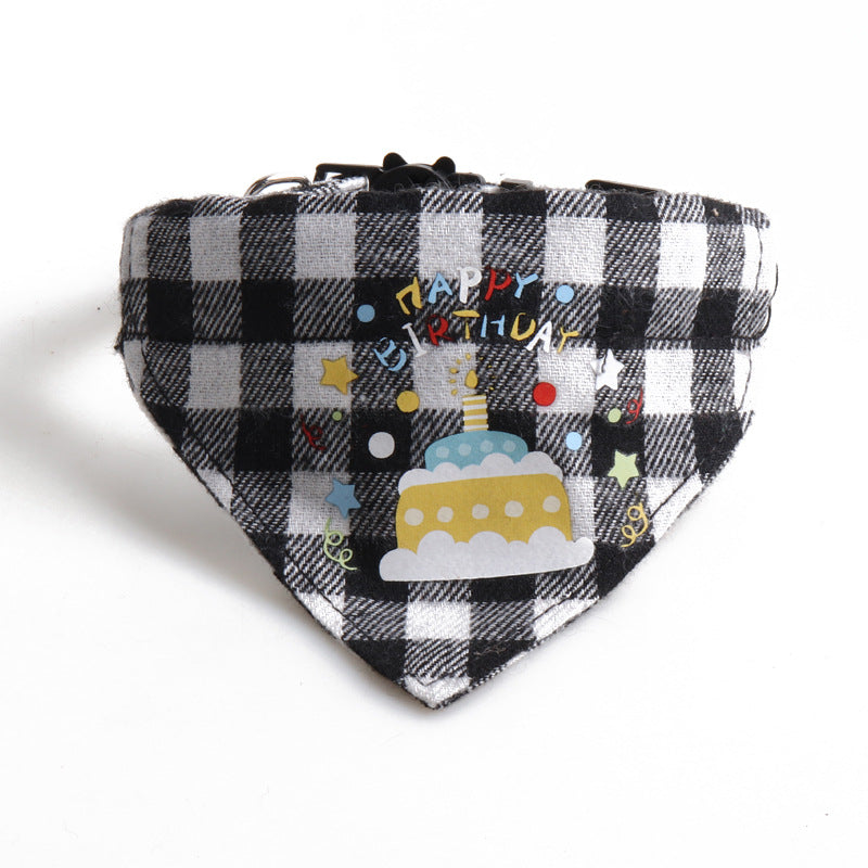 Birthday Party Cake Triangle Towel Saliva Bib Bow Pet Collar