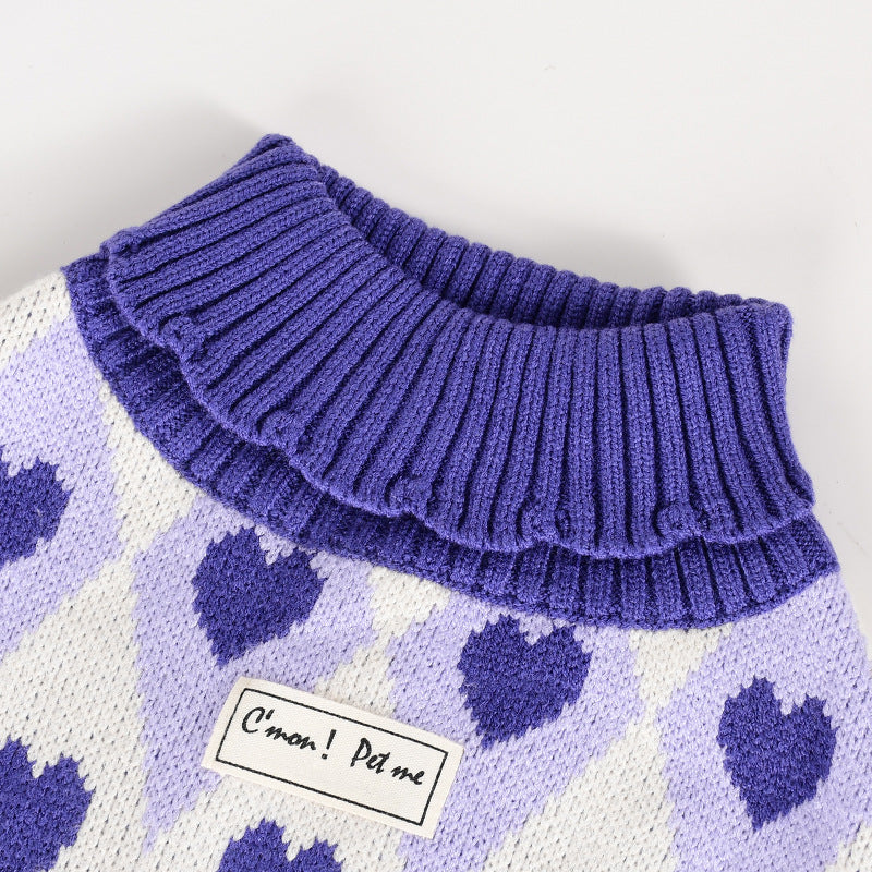 Heart Warm Vest Turtleneck Sweater Small Dog Pet Clothes Apparel